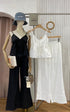 Cotton Spaghetti Straps Ruched Up tops with Wide Leg Pants